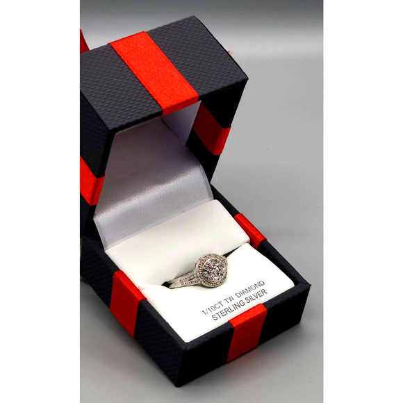 Diamond Round Cluster Cocktail Ring in Sterling Silver Size 7 - Picture 3 of 6